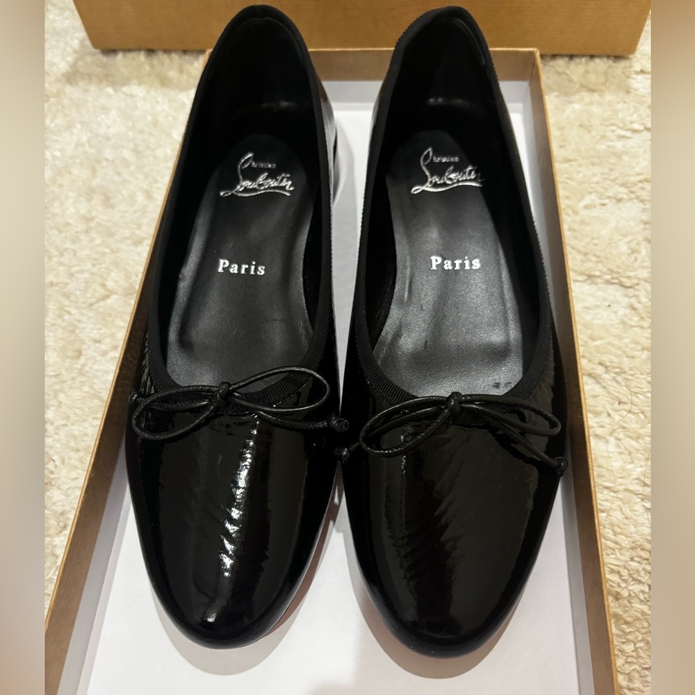 Christian Louboutin Sweetie Jane Patent Leather Ballet Flats - Size 37, NWT
